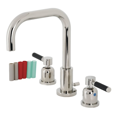Kingston Brass FSC8939DKL Kaiser Widespread Bathroom Faucet W/ Brass Pop-Up, Nickel FSC8939DKL